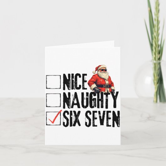 Funny Santa Nice Naughty Six Seven Meme 67 Christm Kaart (Voorkant)