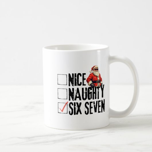 Funny Santa Nice Naughty Six Seven Meme 67 Christm Koffiemok (Rechts)