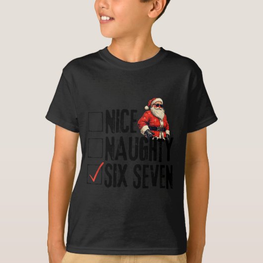 Funny Santa Nice Naughty Six Seven Meme 67 Christm T-shirt (Voorkant)