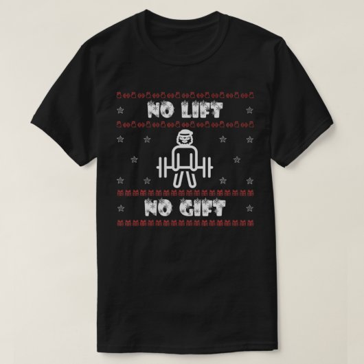 Funny Santa No Lift No Gift Ugly Kerstgym geschikt T-shirt (Design voorkant)