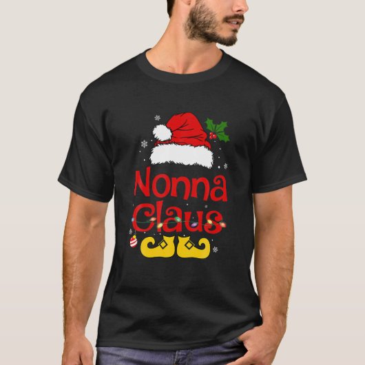 Funny Santa Nonna Claus kerstwedstrijd familie T-shirt (Voorkant)