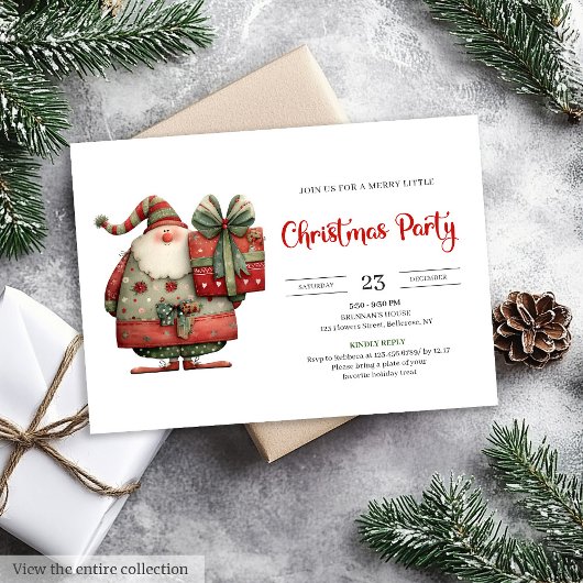 Funny Santa office party modern Christmas invite Kaart