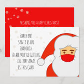 Funny Santa on Furlough Happy Christmask Covid Feestdagenkaart (Voorkant / Achterkant)