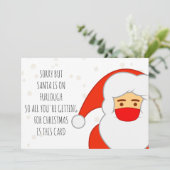Funny Santa on Furlough Happy Christmask Covid Feestdagenkaart (Staand voorkant)