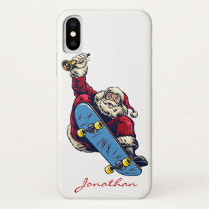 Funny Santa on Skateboard Merry kerstfeestdag Case-Mate iPhone Case