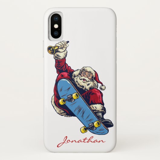 Funny Santa on Skateboard Merry kerstfeestdag Case-Mate iPhone Case (Achterkant)
