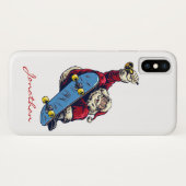 Funny Santa on Skateboard Merry kerstfeestdag Case-Mate iPhone Case (Achterkant (horizontaal))