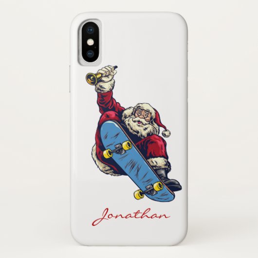 Funny Santa on Skateboard Merry kerstfeestdag Case-Mate iPhone Case (Achterkant)