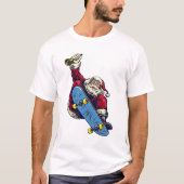 Funny Santa on Skateboard Merry kerstfeestdag T-shirt (Voorkant)