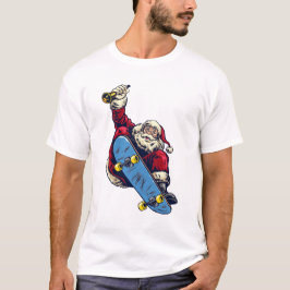 Funny Santa on Skateboard Merry kerstfeestdag T-shirt