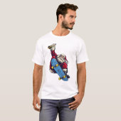 Funny Santa on Skateboard Merry kerstfeestdag T-shirt (Voorkant volledig)
