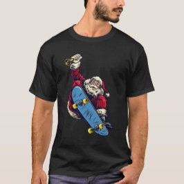Funny Santa on Skateboard Merry kerstfeestdag T-shirt