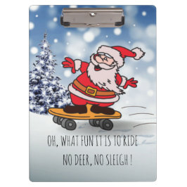 Funny Santa on Skateboard voor kinderen Kerstmis Klembord
