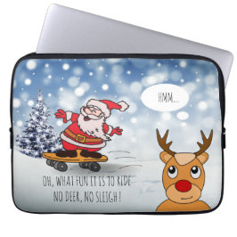 Funny Santa on Skateboard voor kinderen Kerstmis Laptop Sleeve