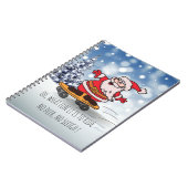 Funny Santa on Skateboard voor kinderen Kerstmis Notitieboek (Linkerzijde)