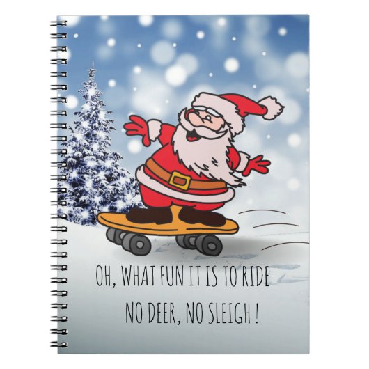 Funny Santa on Skateboard voor kinderen Kerstmis Notitieboek (Voorkant)