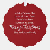 Funny Santa Ornament Card with Inflation Rhyme (Achterkant)