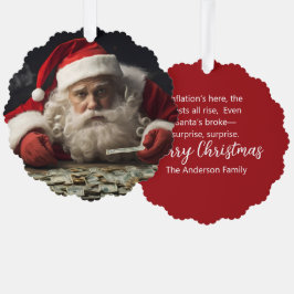 Funny Santa Ornament Card with Inflation Rhyme