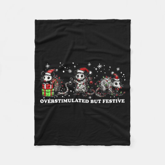 Funny Santa Ossums Overstimulated But Festive Xmas Fleece Deken (Voorkant)