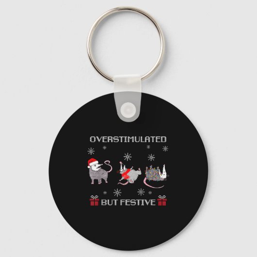 Funny Santa Ossums Overstimulated But Festive Xmas Sleutelhanger (Voorkant)