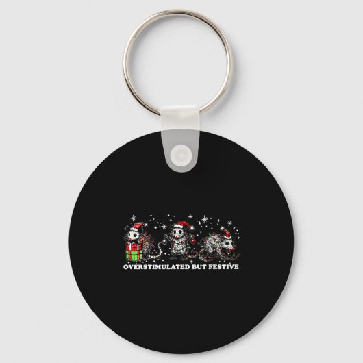 Funny Santa Ossums Overstimulated But Festive Xmas Sleutelhanger (Voorkant)