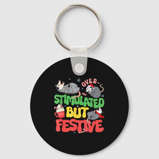 Funny Santa Ossums Overstimulated But Festive Xmas Sleutelhanger (Voorkant)