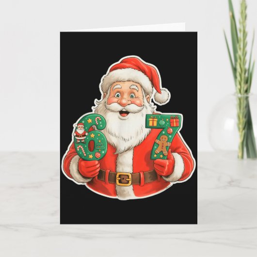 Funny Santa Pajamas Christmas 2025 Six Seven 67 Me Kaart (Voorkant)