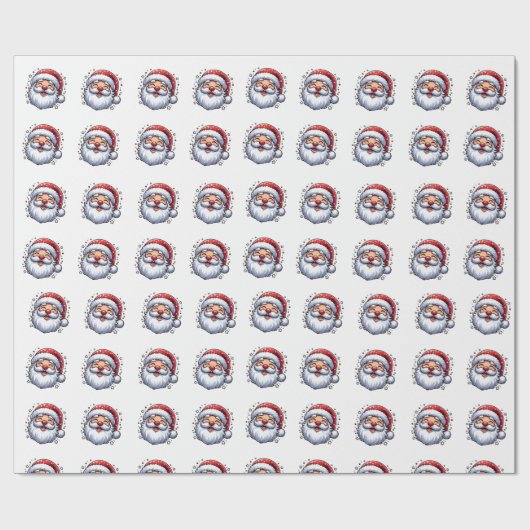 Funny Santa Pattern Cadeaupapier (Vlak)