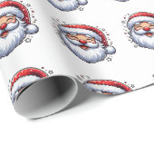 Funny Santa Pattern Cadeaupapier (Rol Hoek)