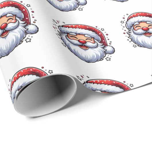 Funny Santa Pattern Cadeaupapier (Rol Hoek)