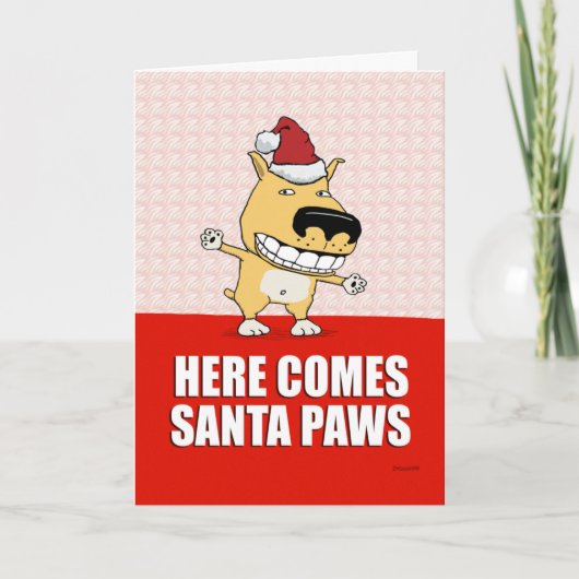 Funny Santa Paws Dog-Kaart voor kerstmis Feestdagen Kaart (Voorkant)