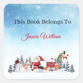 Funny Santa Personalized Bookplate Label voor Boek