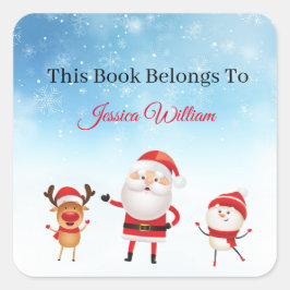 Funny Santa Personalized Bookplate Label voor Boek