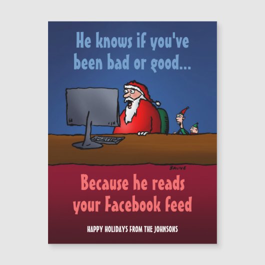 Funny Santa Personalized Holiday Magnet Card (Voorkant)