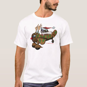 Funny Santa pilot on Rudolph plane t-shirt design