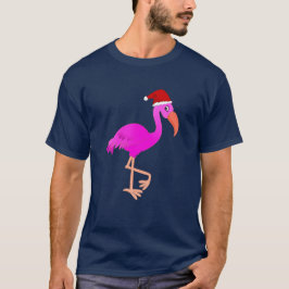 Funny Santa Pink Flamingo Vakantie Shirt