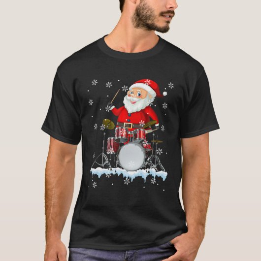 Funny Santa Play Drum Kerstdrummer Gi T-shirt (Voorkant)