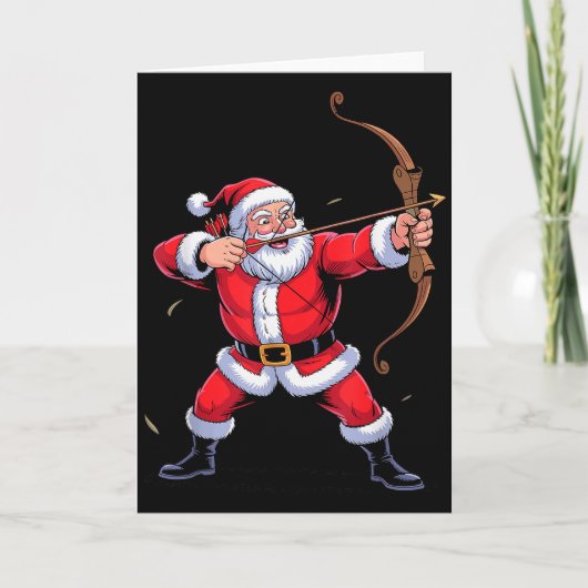 Funny Santa Playing Archery Holiday Christmas Xmas Kaart (Voorkant)