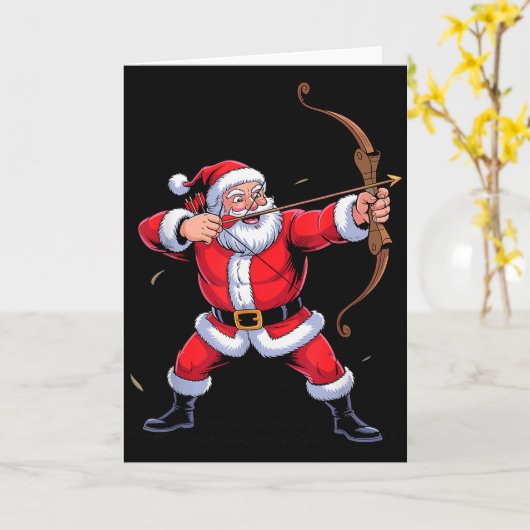 Funny Santa Playing Archery Holiday Christmas Xmas Kaart (Gele Bloem)