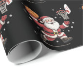 Funny Santa Playing Basketball Christmas Gift Xmas Cadeaupapier (Rol Hoek)
