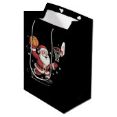 Funny Santa Playing Basketball Christmas Gift Xmas Medium Cadeauzakje (Voorkant Gekanteld)