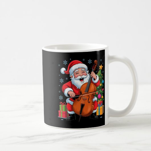 Funny Santa Playing Cello Holiday Chrismas Xmas Pa Koffiemok (Rechts)
