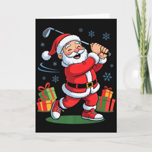 Funny Santa Playing Golf Holiday Christmas Xmas Pa Kaart (Voorkant)