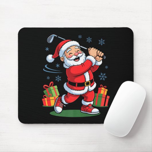 Funny Santa Playing Golf Holiday Christmas Xmas Pa Muismat (Met muis)