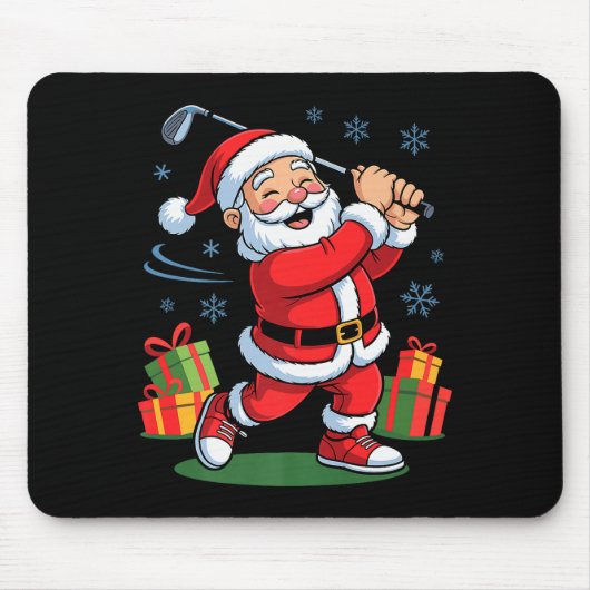 Funny Santa Playing Golf Holiday Christmas Xmas Pa Muismat (Voorkant)
