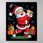 Funny Santa Playing Golf Holiday Christmas Xmas Pa Poster (Voorkant)