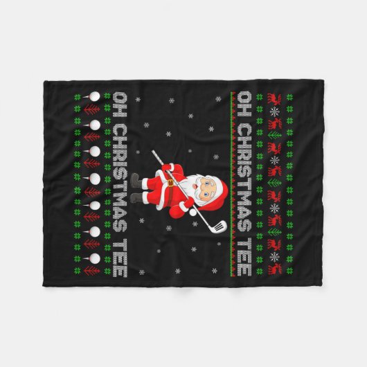 Funny Santa Playing Golf Srts Christmas  Fleece Deken (Voorkant (Horizontaal))