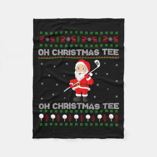 Funny Santa Playing Golf Srts Christmas  Fleece Deken (Voorkant)
