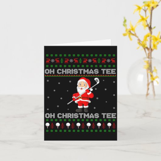 Funny Santa Playing Golf Srts Christmas  Kaart (Gele Bloem)