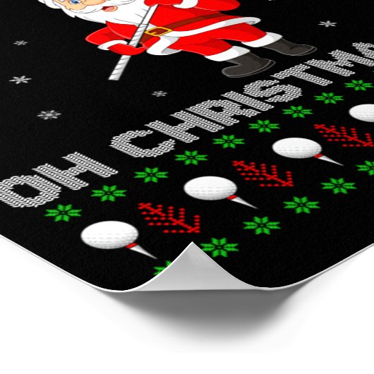 Funny Santa Playing Golf Srts Christmas  Poster (Hoek)